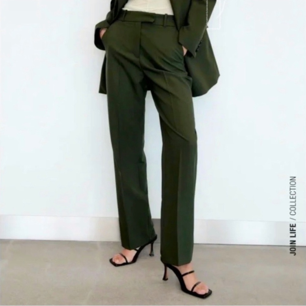 Zara Olive Green Straight Leg Pants